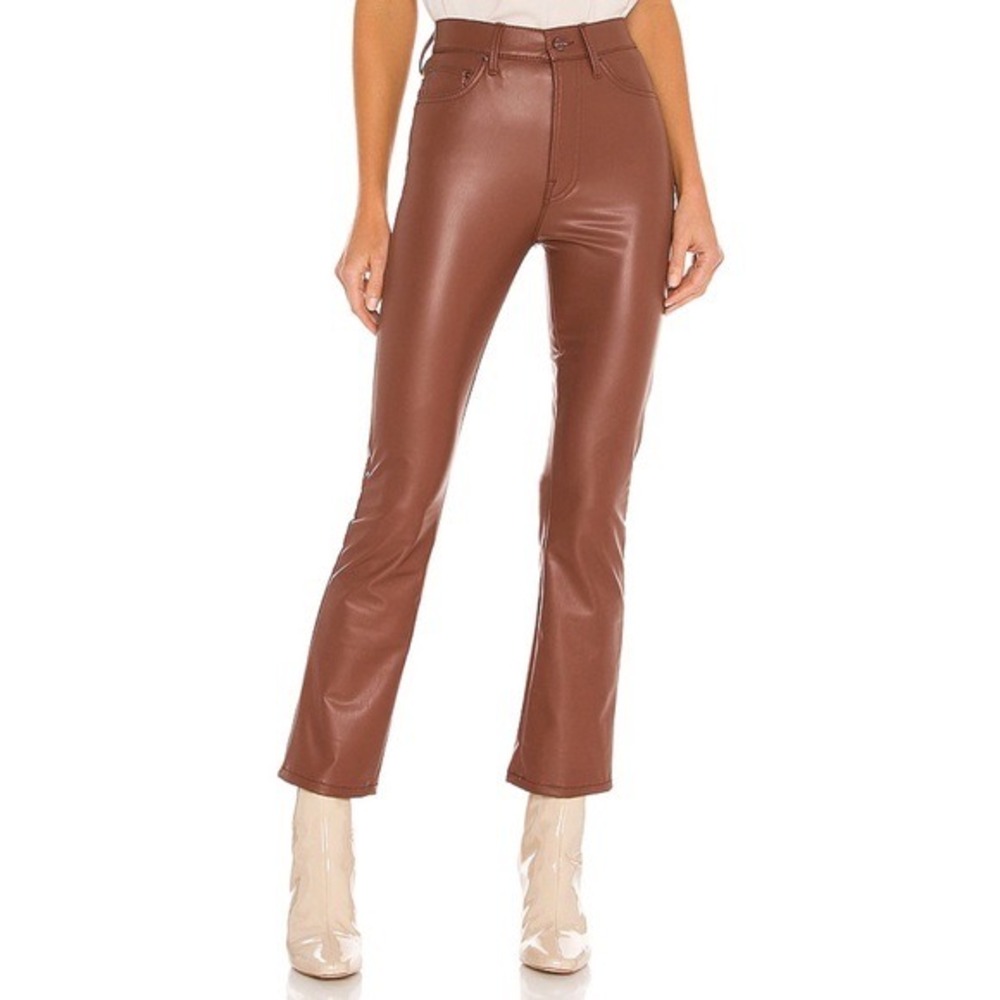 MOTHER Brown Leather Pants